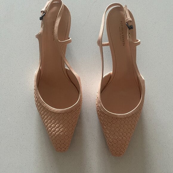 Bottega Veneta - Pink Wicker Kitten Heel Sling Black - 39 - Picture 2 of 10